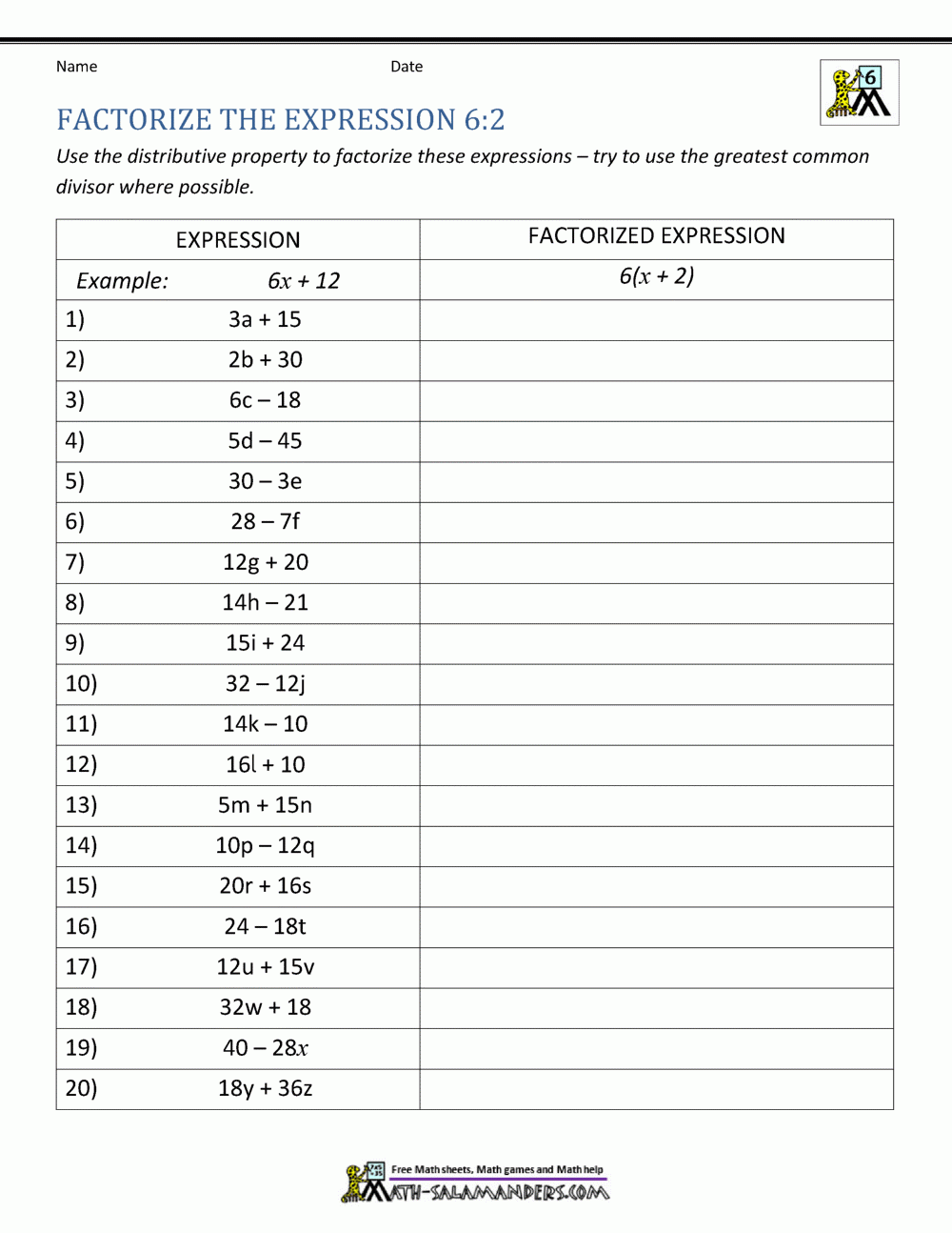 Distributive Property Worksheets With Answer Key Worksheets Library