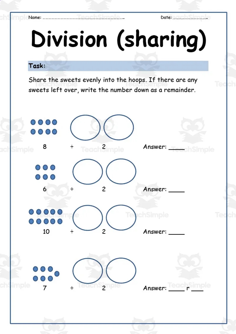 Division Sharing Worksheet By Teach Simple