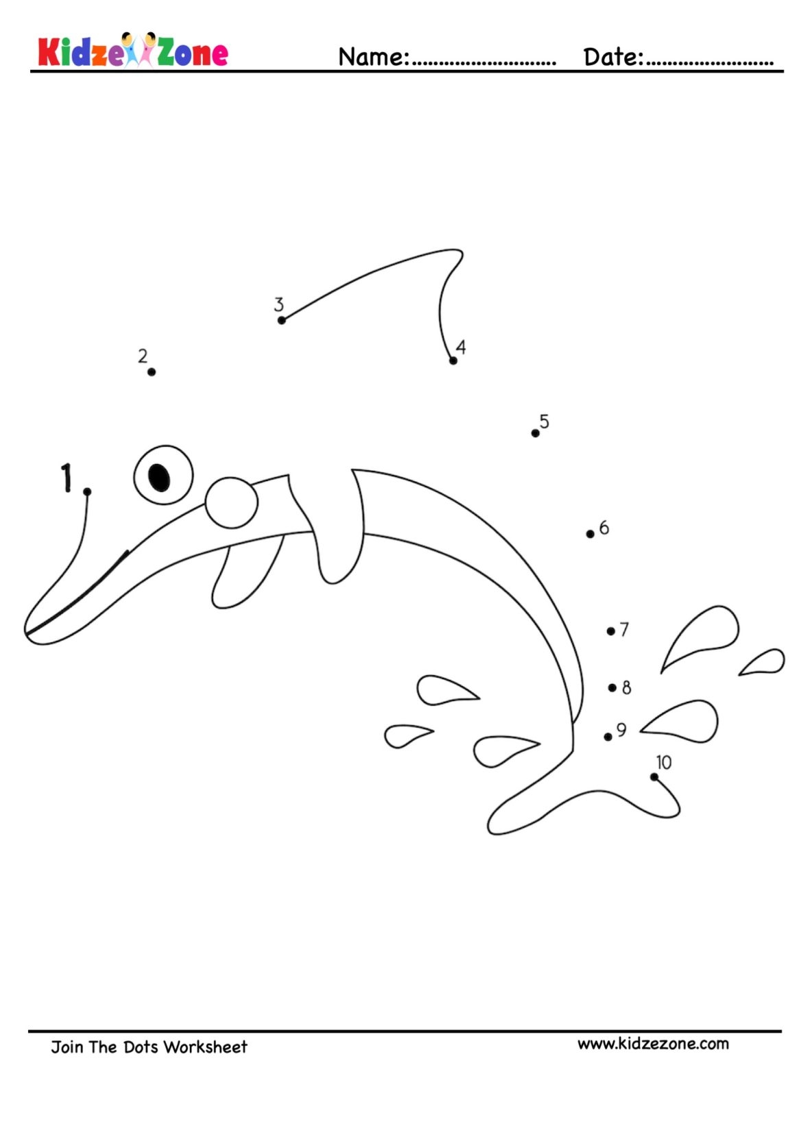 Dolphin Join The Dots Activity Worksheet KidzeZone