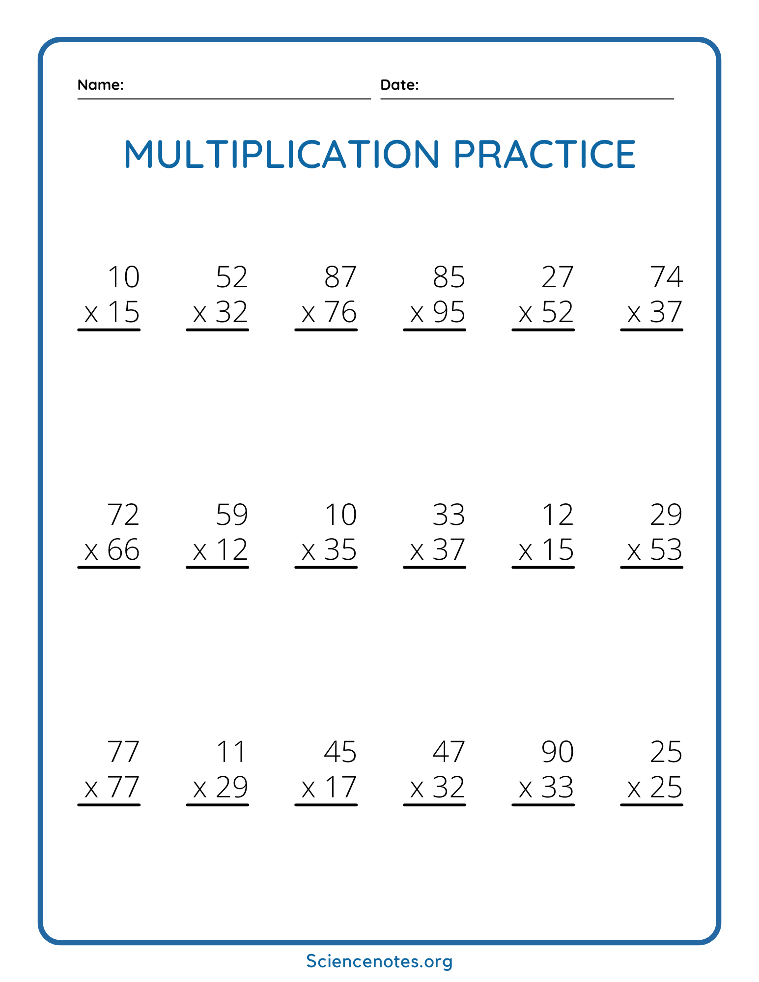 Double Digits Multiplication Worksheets Printable Calendars AT A GLANCE