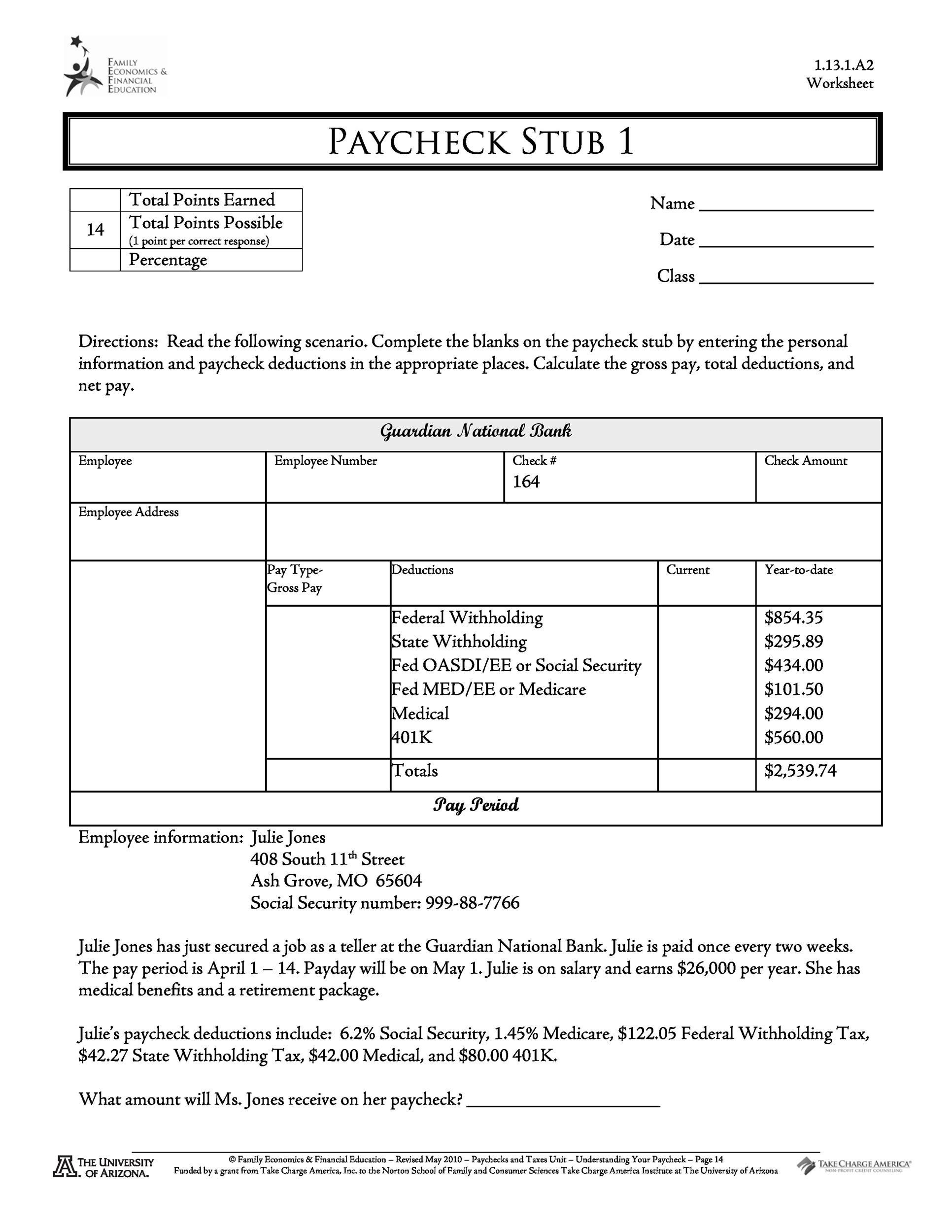 Downloadable Fillable Printable Pay Stub Template Free