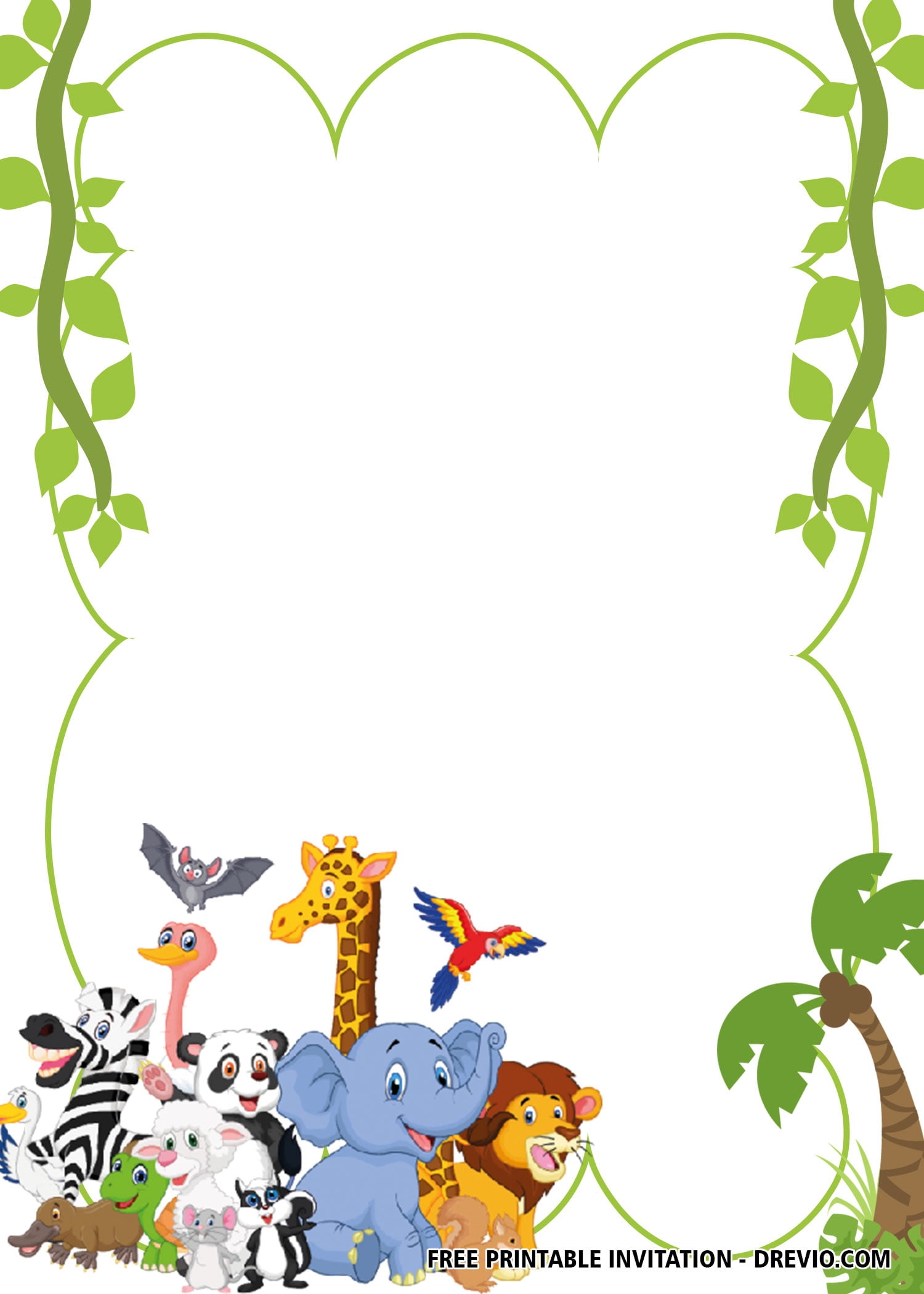 Downloadable Free Printable Blank Safari Invitation Template
