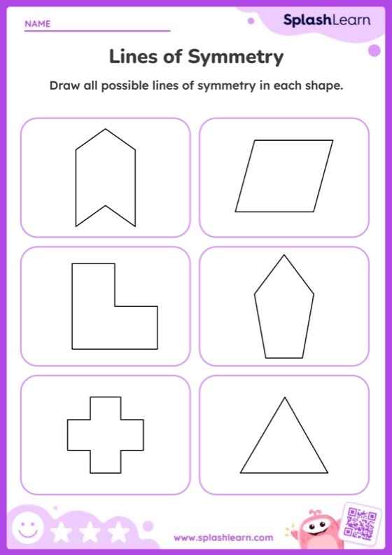 Drawing Lines Of Symmetry Printable Math Worksheet Worksheets Library