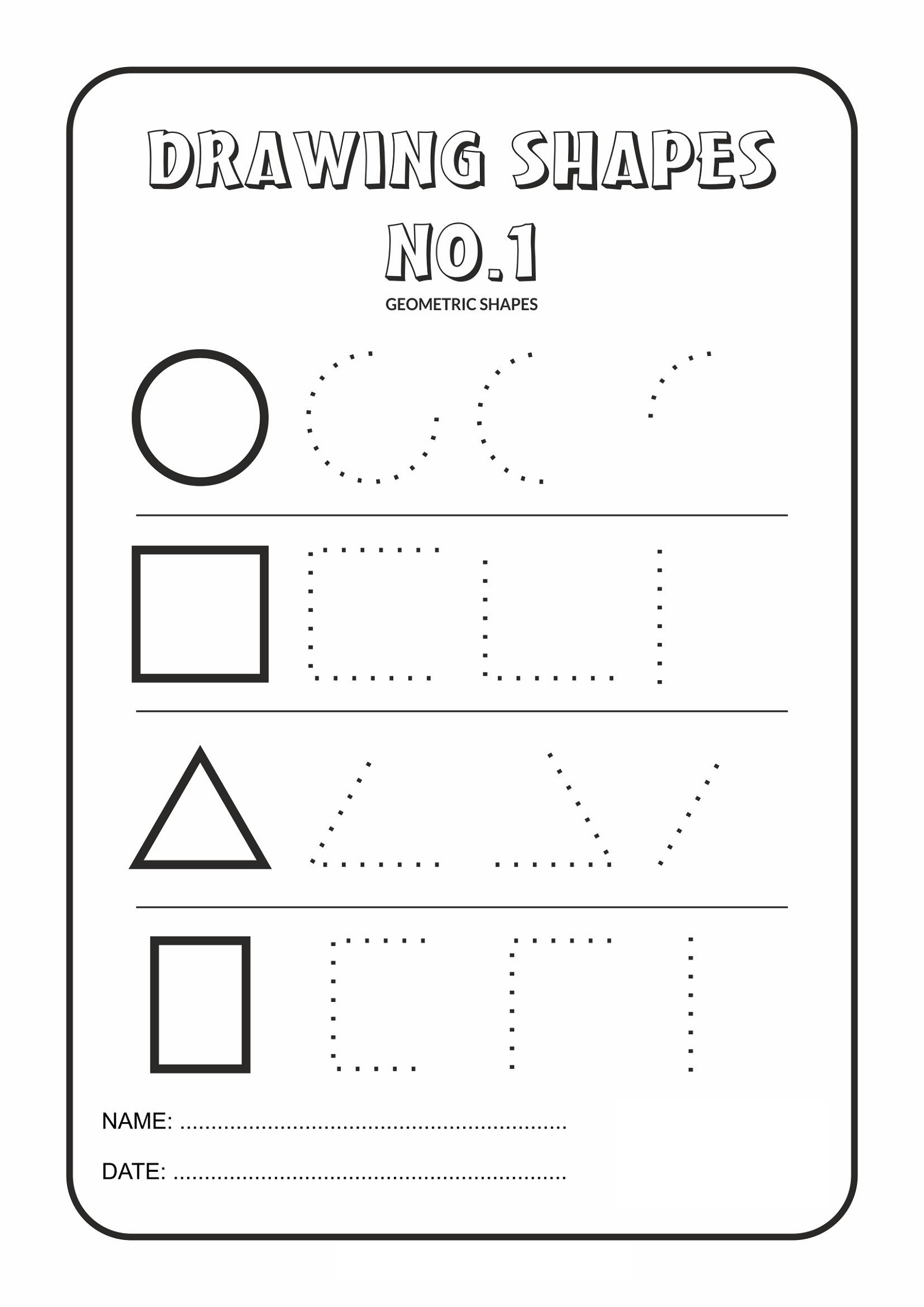 Drawing Shapes Worksheet Kindergarten