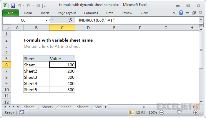 Dynamic Worksheet Reference Excel Formula Exceljet Worksheets Library