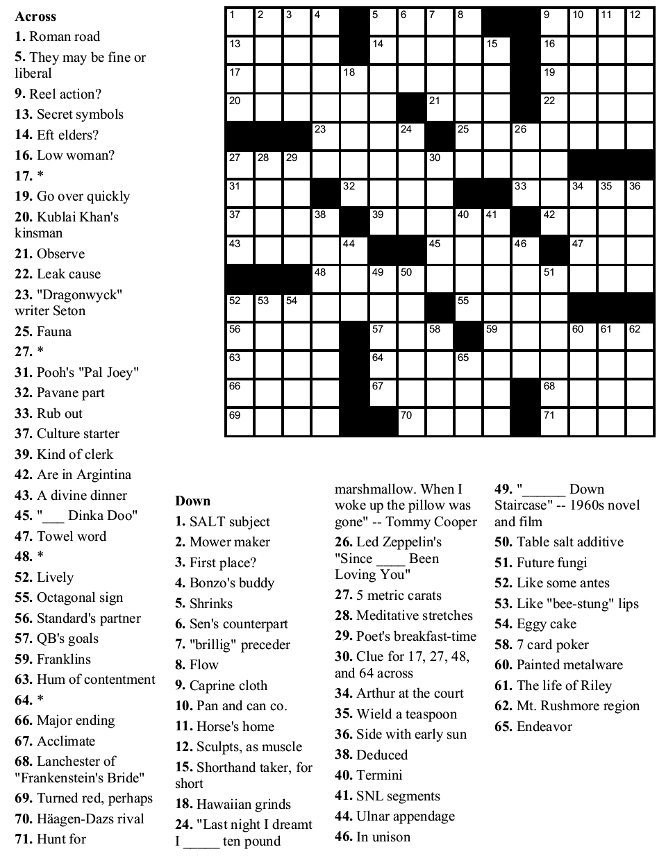 daily free printable crossword puzzles