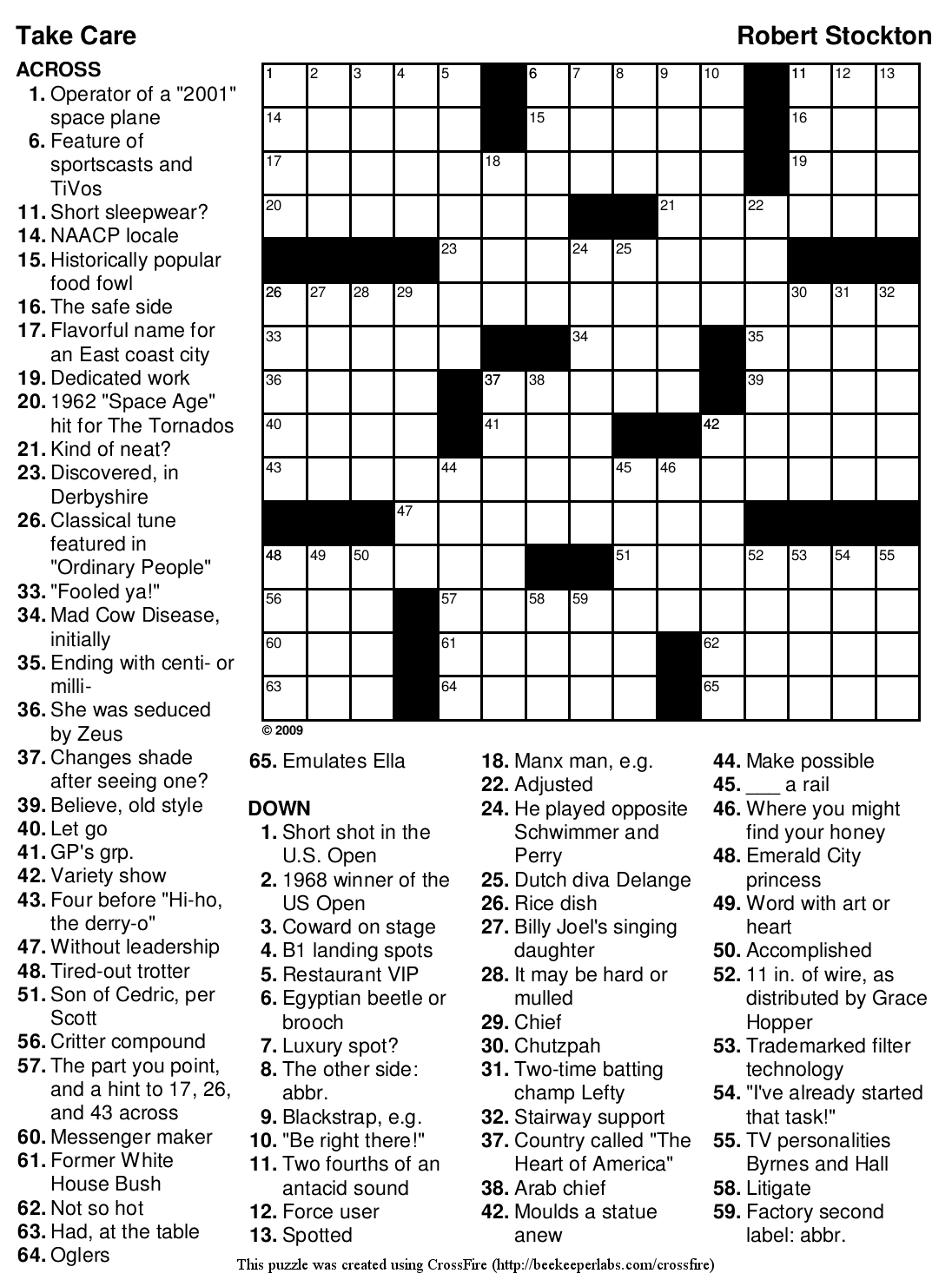 Easy Printable Crossword Puzzles For Seniors