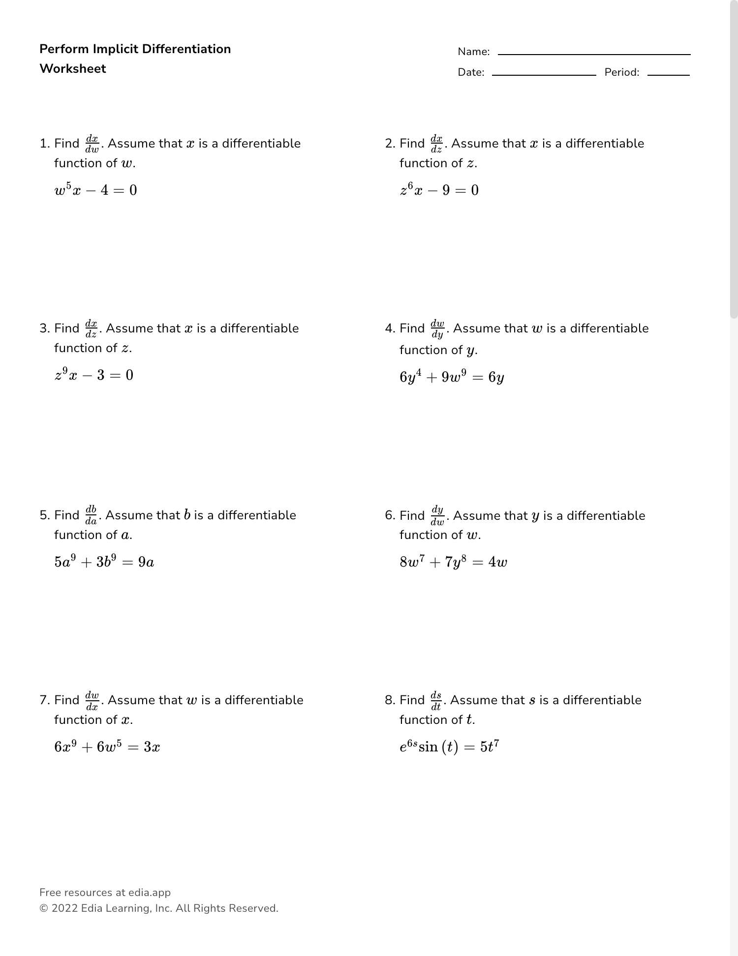Edia Free Math Homework In Minutes Worksheets Library