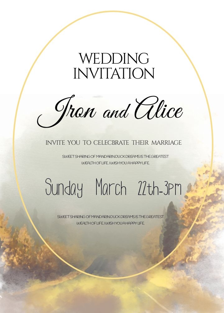 Edit Simplified Watercolor Landscape Wedding Invitation Template For 