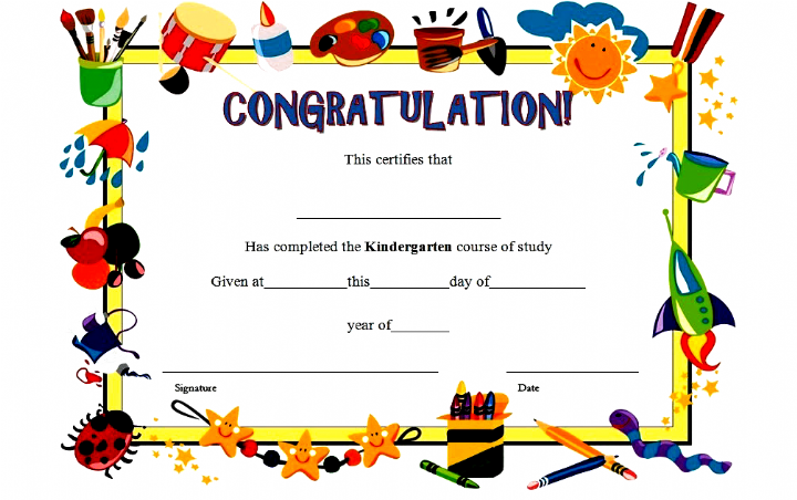 editable free printable kindergarten certificate templates