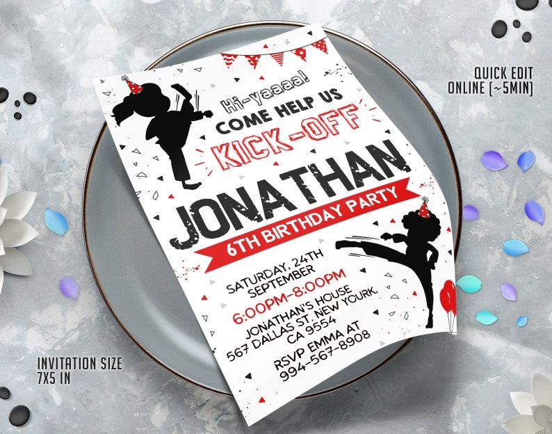 Editable Karate Invitation Template Printable Birthday Party Etsy