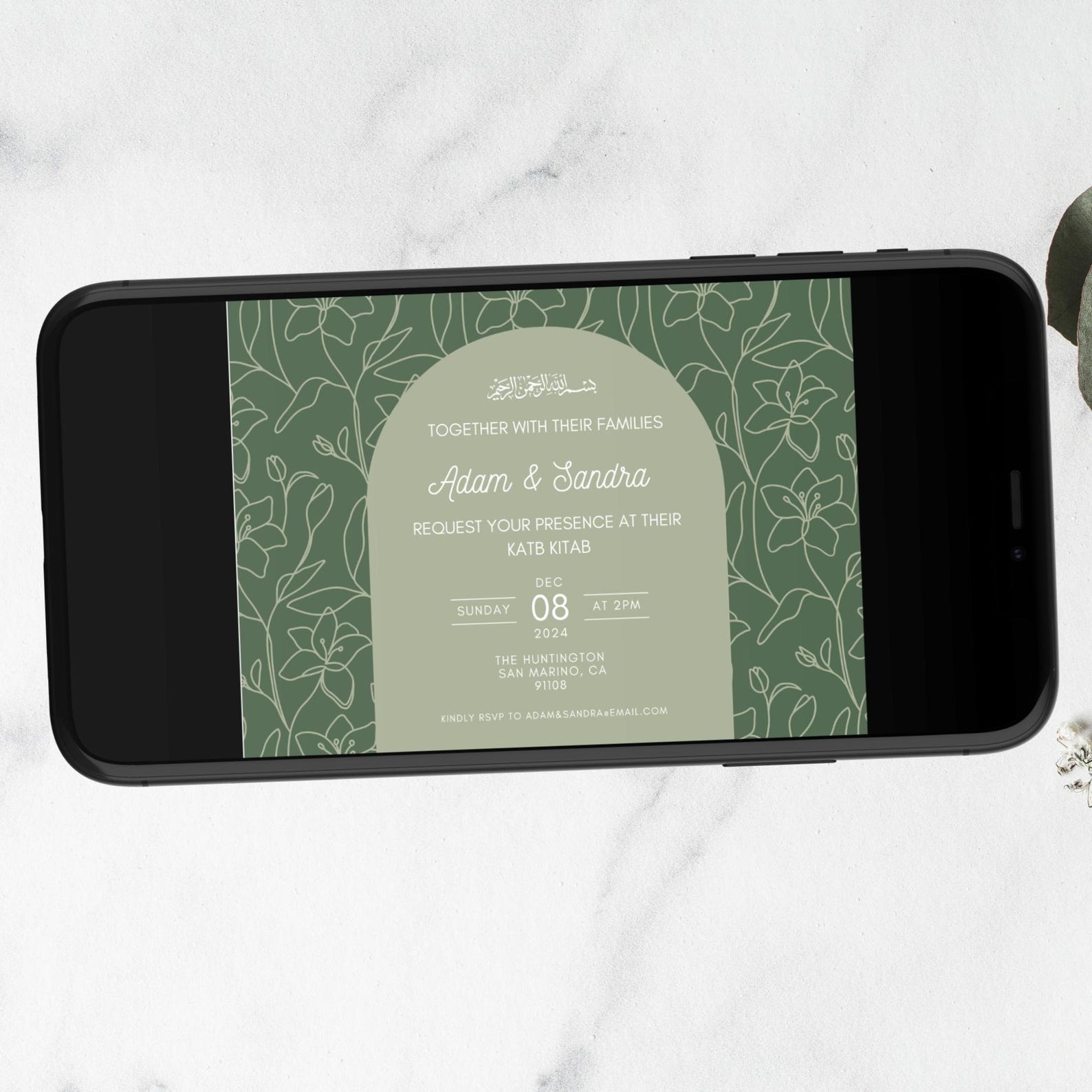 Editable Katb Kitab Invitation Template Customizable Invite Nikah 