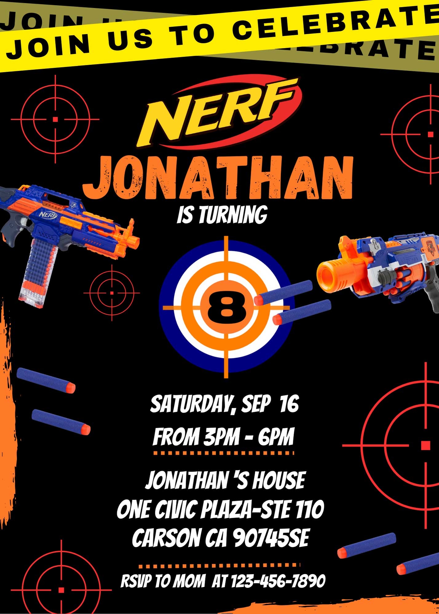 Editable Nerf Birthday Invitation Template Fantastic Invite