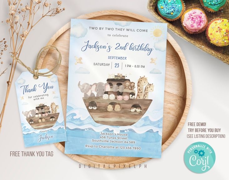 Editable Noah 39 s Ark Birthday Invitation Template Noah 39 s Ark Invitation 