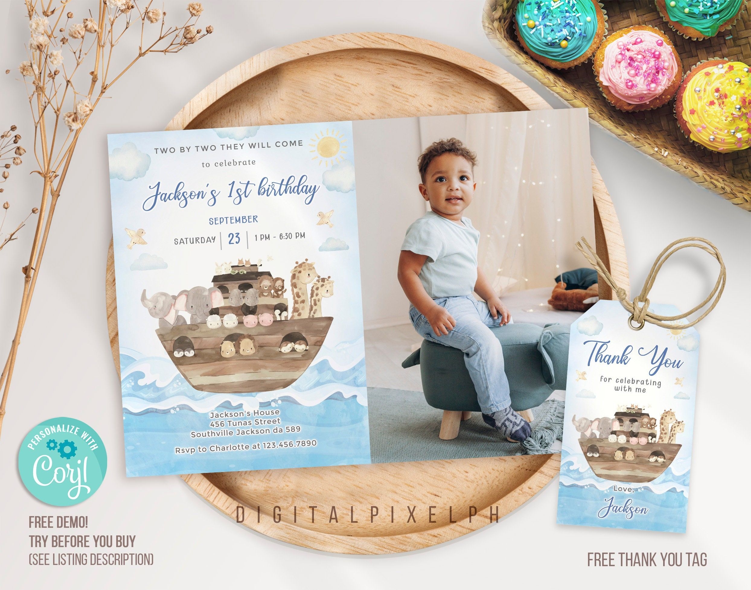 Editable Noah 39 s Ark Birthday Invitation Template Noah 39 s Ark Invitation