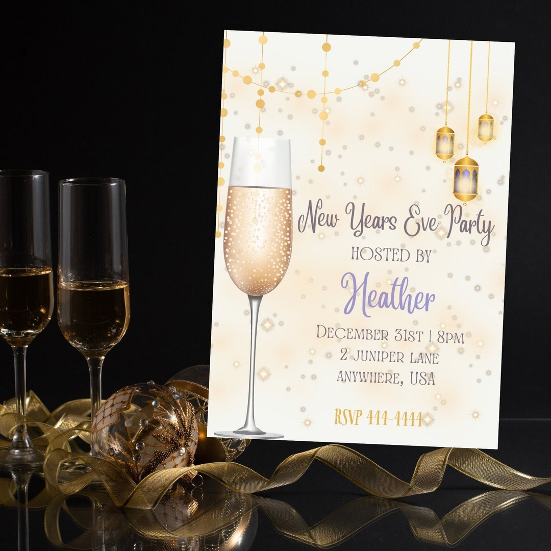 Editable NYE Party Invite INSTANT DOWNLOAD New Years Eve Invite 