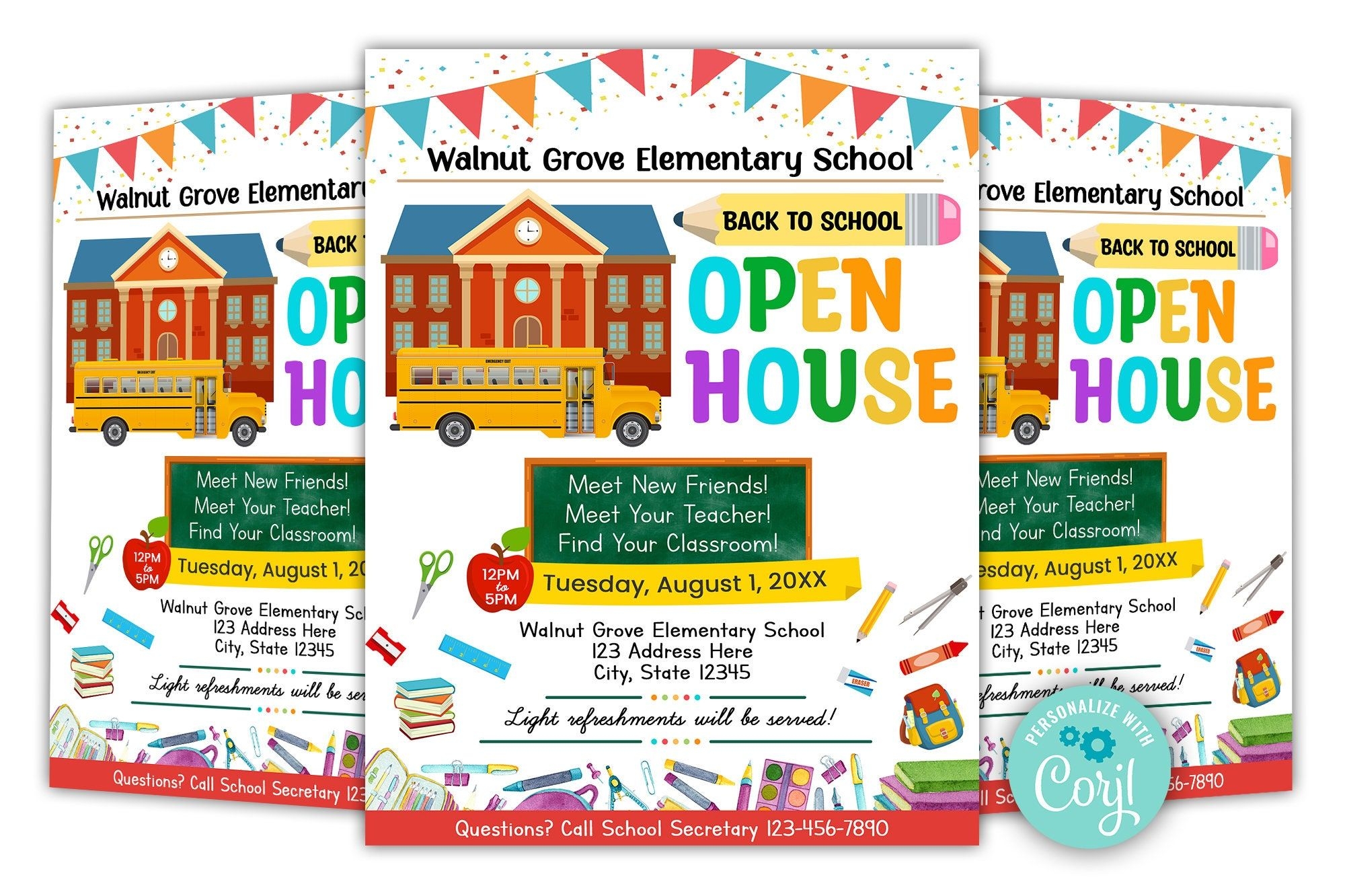 EDITABLE School Open House Flyer Template Printable Back To School
