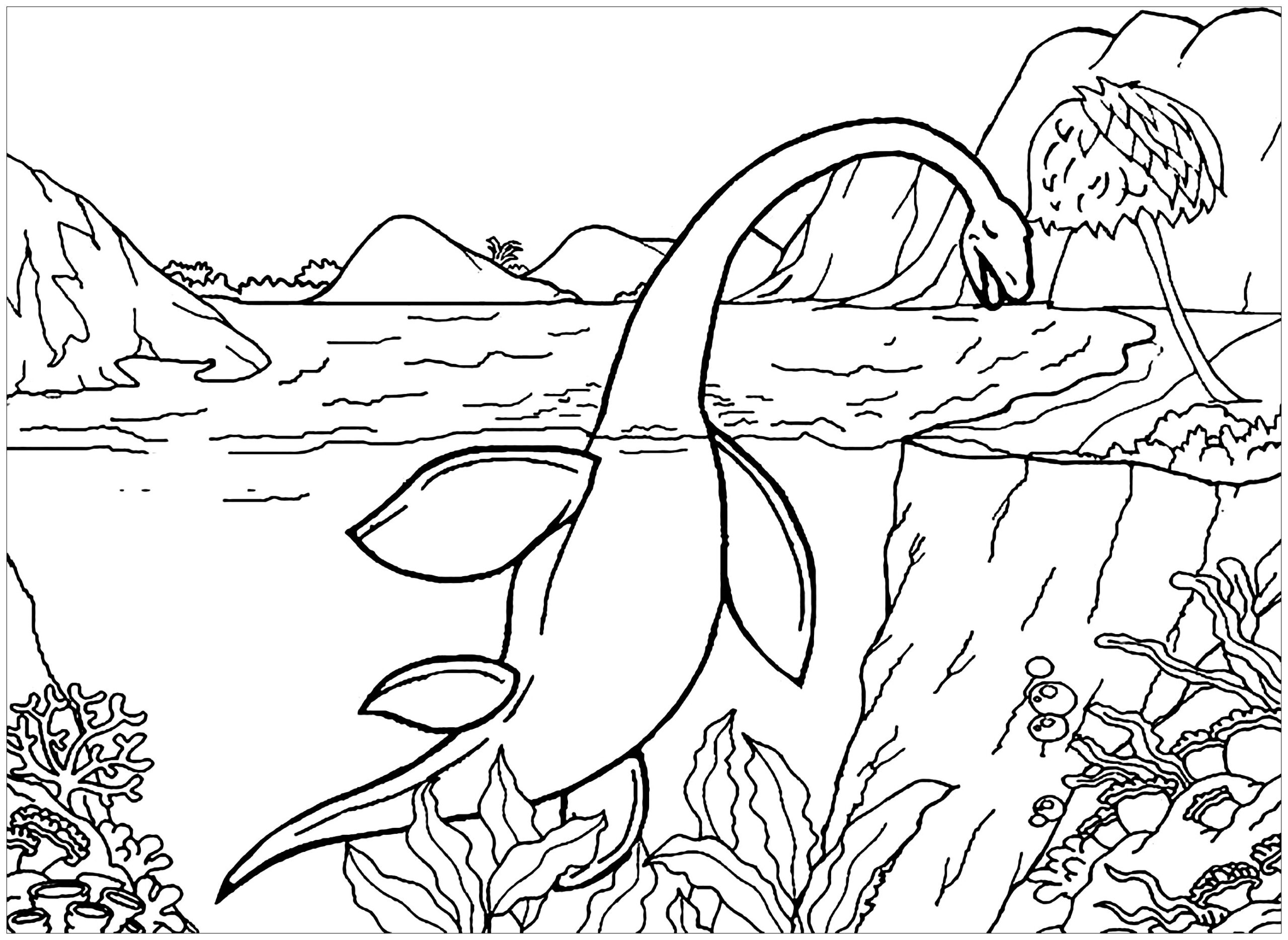 Elasmosaurus Dinosaur Coloring Pages