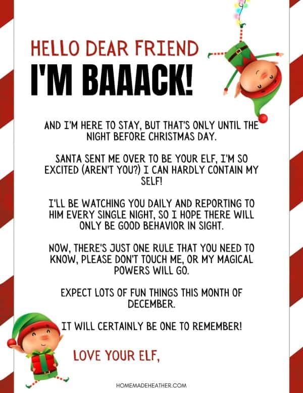 Elf On The Shelf Letter Printables Homemade Heather