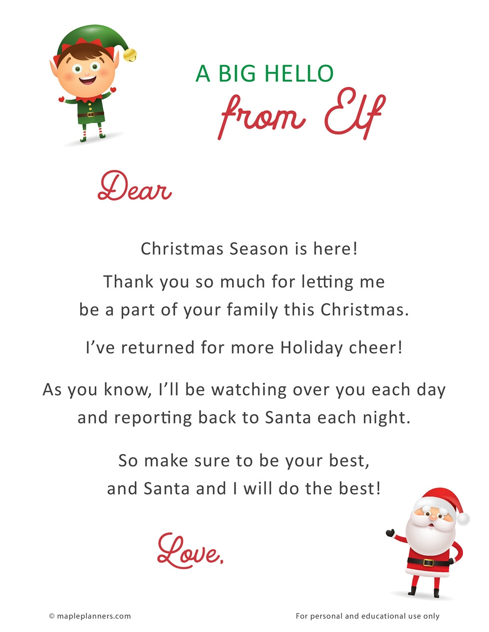 Elf On The Shelf Letter Template Letters To Freebies Free Printable Elf 