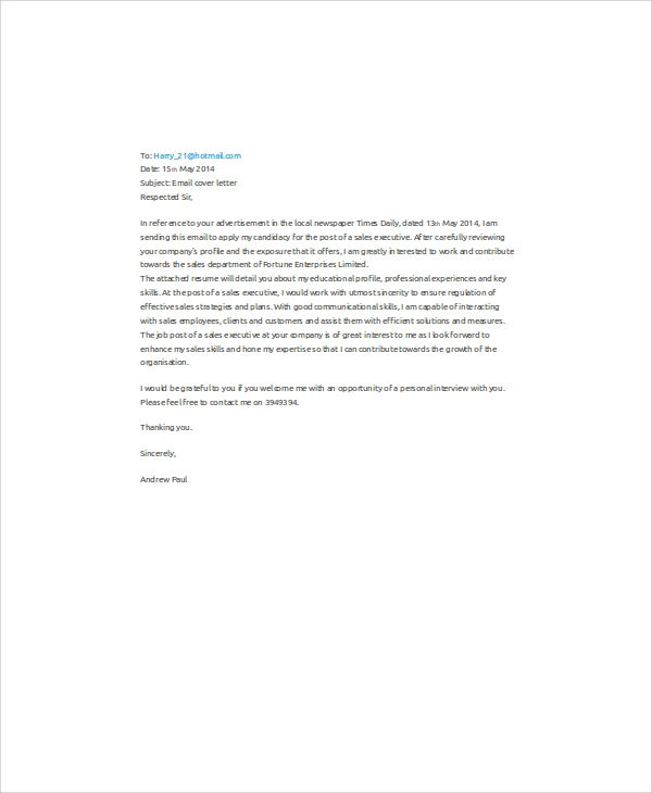 Email Apply Job Template
