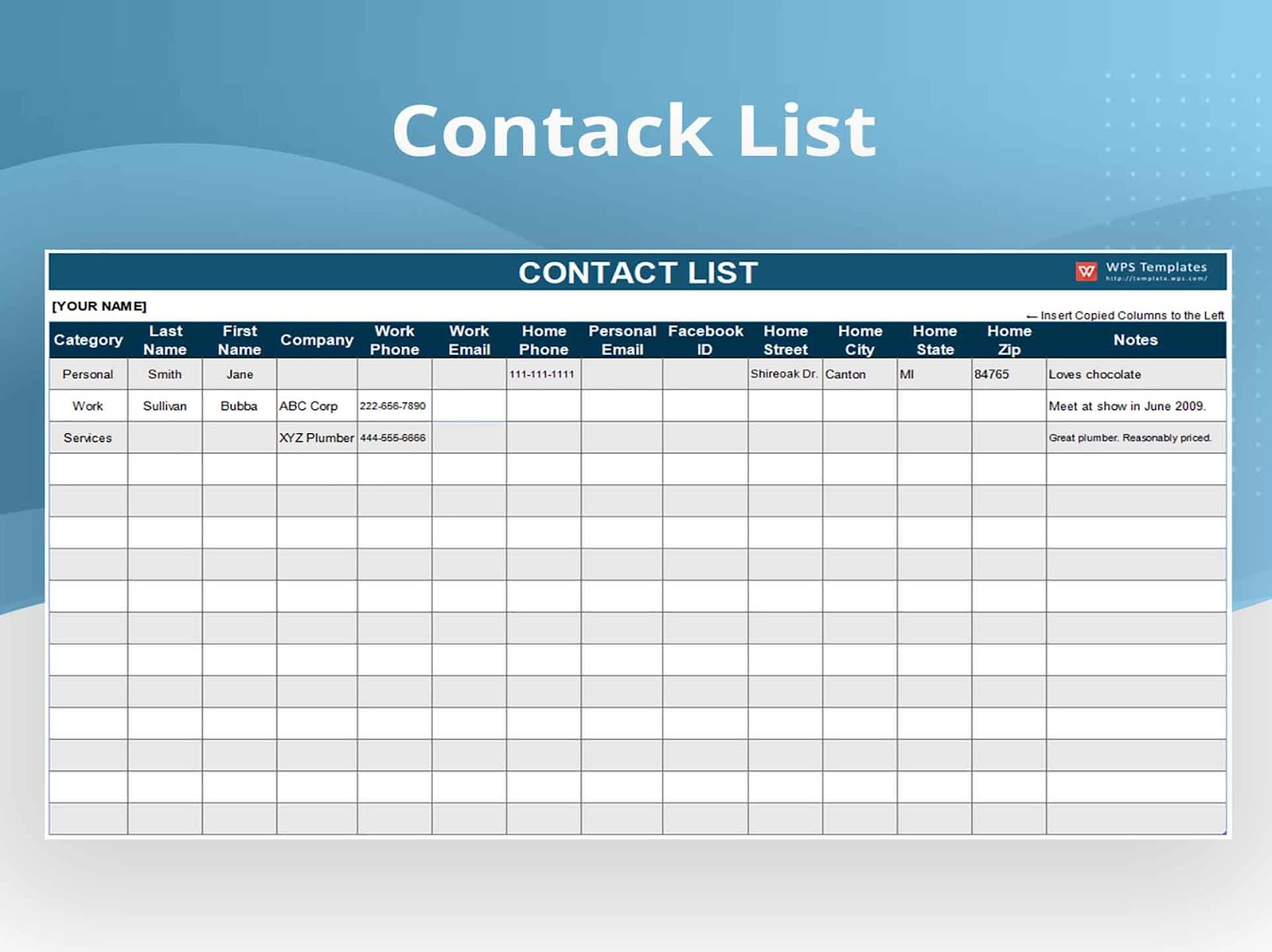 Emergency Contact List Template Excel