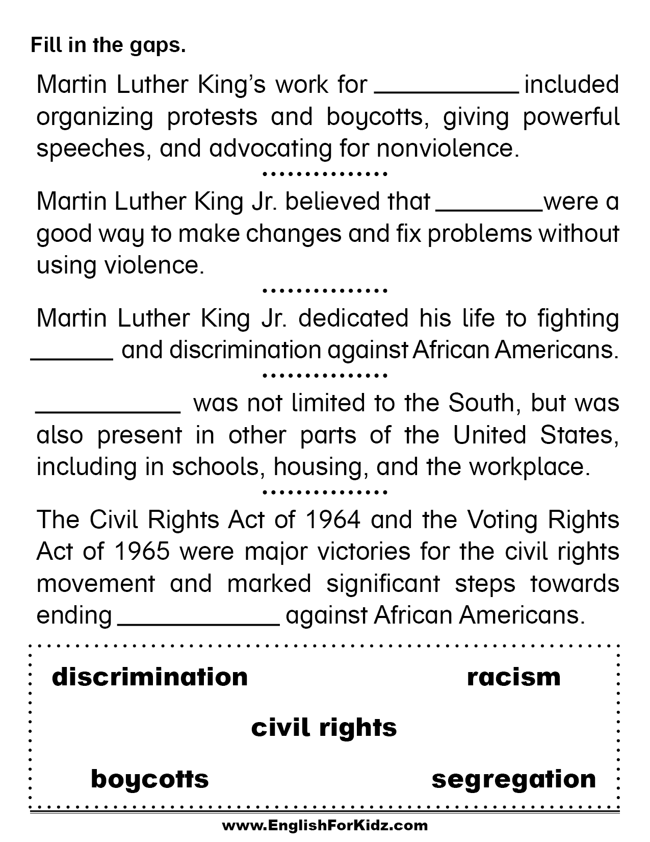 English For Kids Step By Step Martin Luther King Jr Day 
