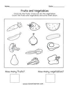 fruits and vegetables worksheets