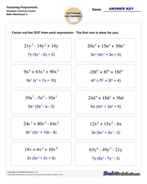 Factoring Polynomials Worksheets Worksheets Library