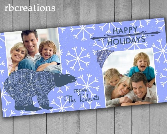 Family Photo Christmas Cards 4x8 Custom Digital Printables 4 Family