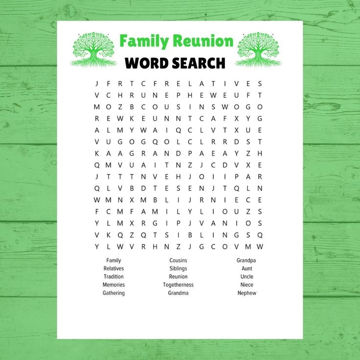 Family Reunion Word Search Party Games Family Reunion Printable Games 
