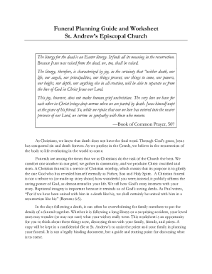 Fillable Online Funeral Planning Worksheet PDF Free Download Fax 