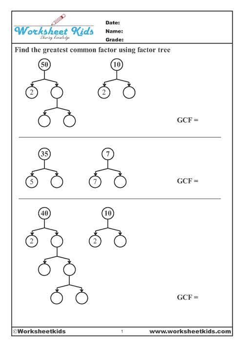Find The Greatest Common Factor Worksheets Free Printable PDF 