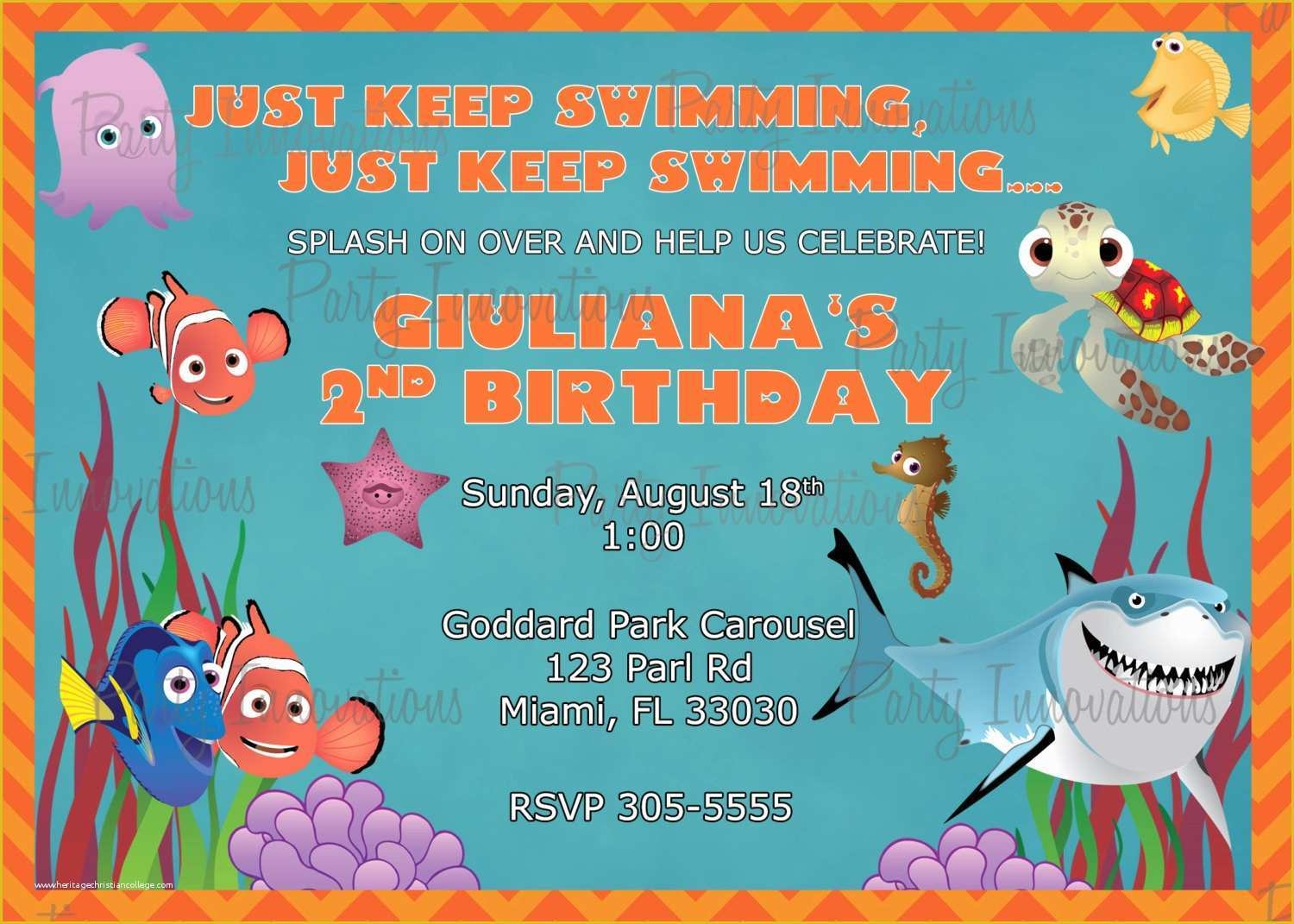 Finding Nemo Invitation Template Free Of Finding Nemo Birthday 