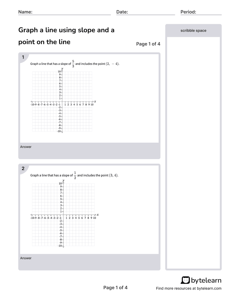 Finding Slope Using A Graph Create And Color Worksheets Library