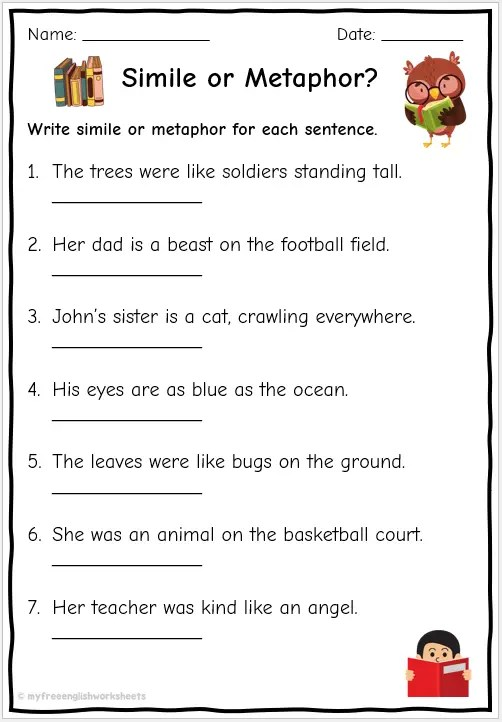 Finish The Metaphors And Similes Worksheet teacher Made Worksheets 