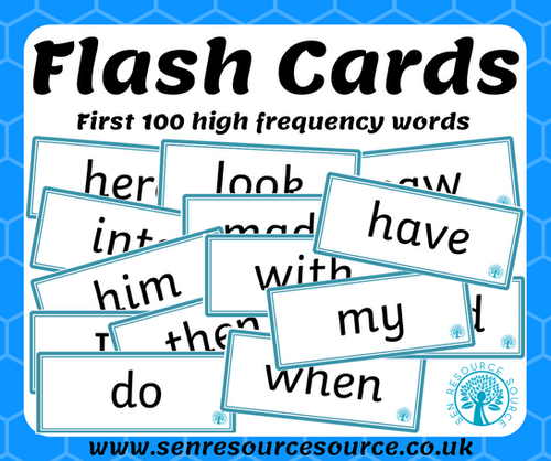 First 100 High Frequency Words Flash Cards SEN Resource Source