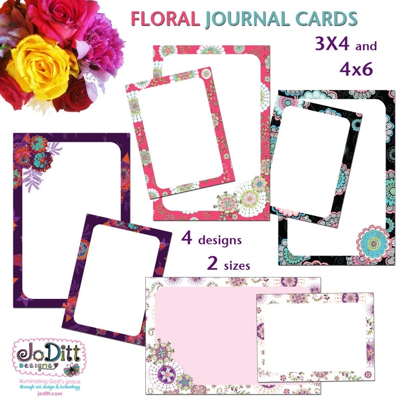Floral Printable Journal Cards Scripture Memory Cards Project Life