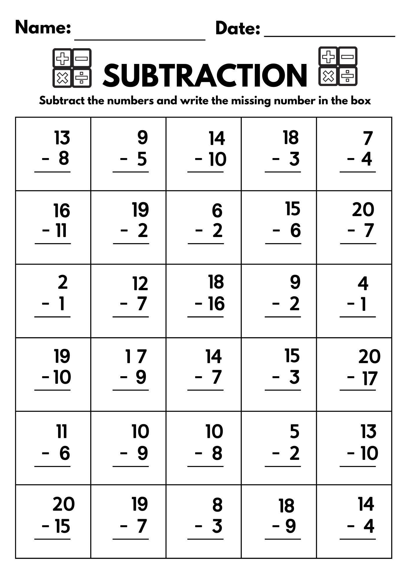 second grade subtraction worksheets