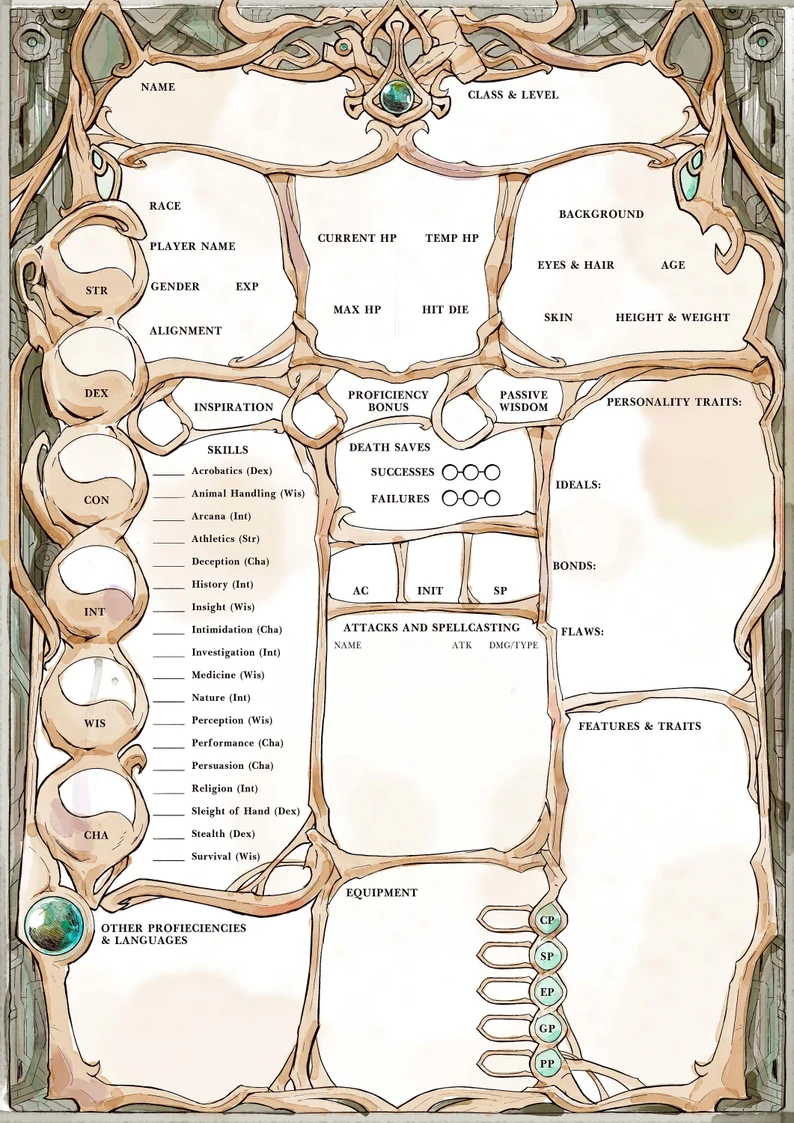Form Fillable Magical Burst Character Sheet Printable Forms Free Online