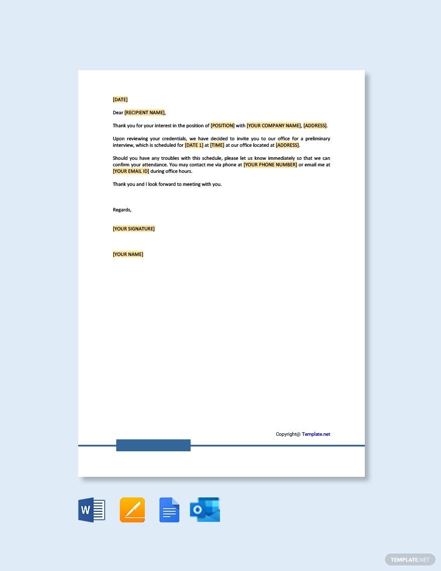 Formal Interview Letter Template In Google Docs Word Pages Outlook