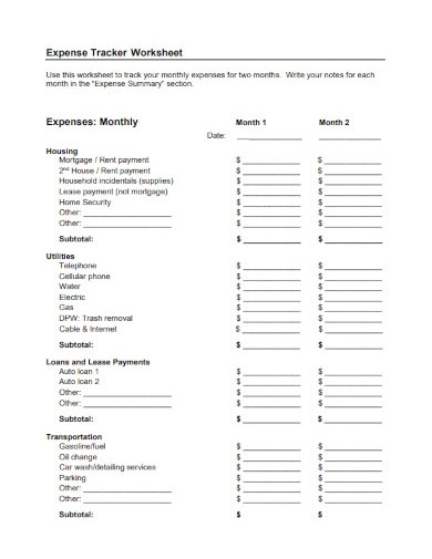 FREE 10 Expense Worksheet Samples In PDF