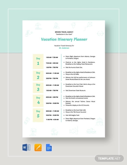 Free 18 Itinerary Templates In Google Docs