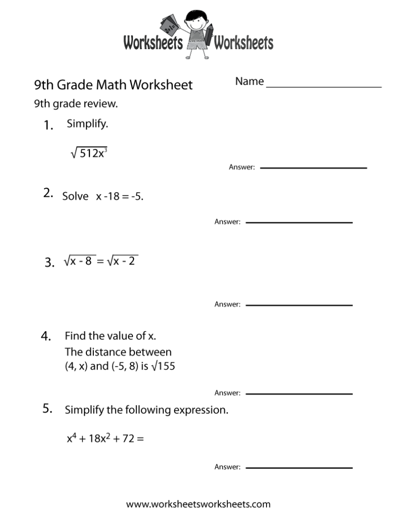 Free 9th Grade Printable Worksheets Printable Worksheets