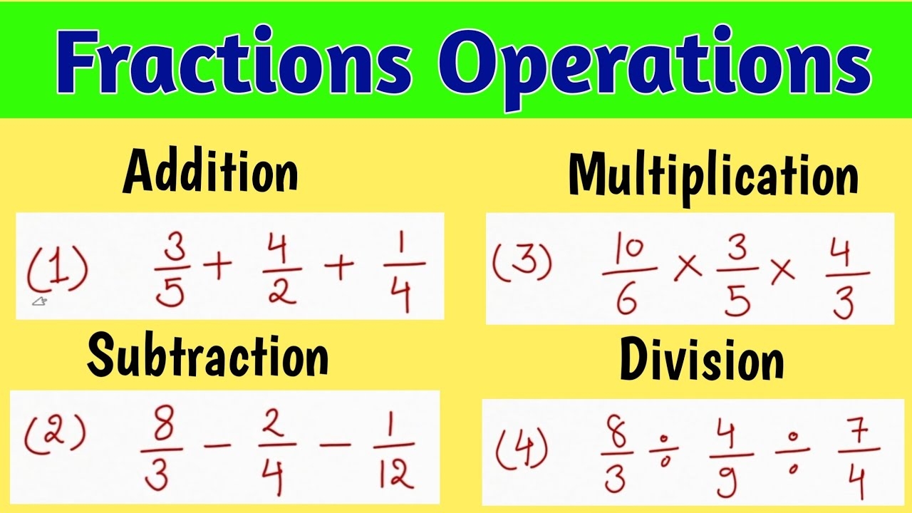multiply divide add subtract fractions worksheet
