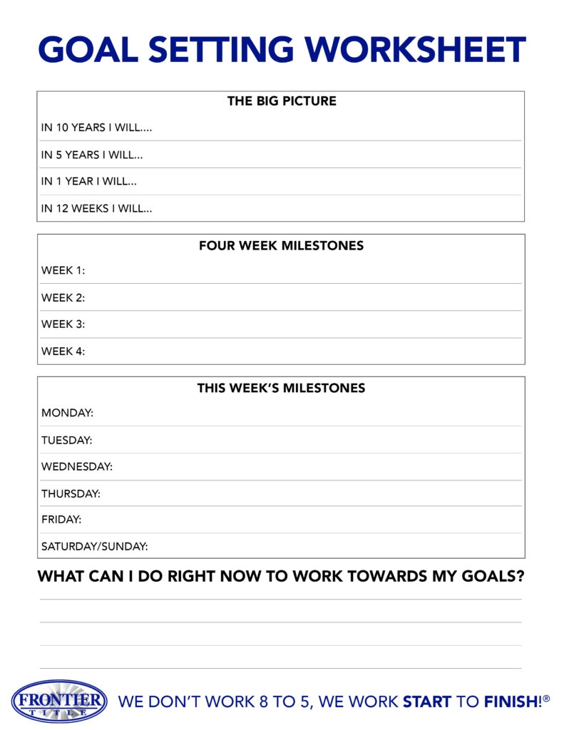 Free And Customizable Goals Templates Worksheets Library