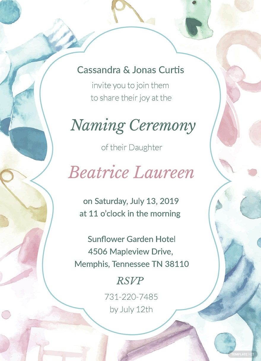 Free Baby Naming Ceremony Invitation Template In Illustrator Word 