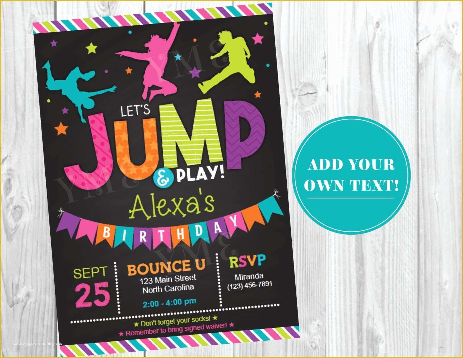 Free Bounce Party Invitation Template Of Trampoline Park Kids Birthday 