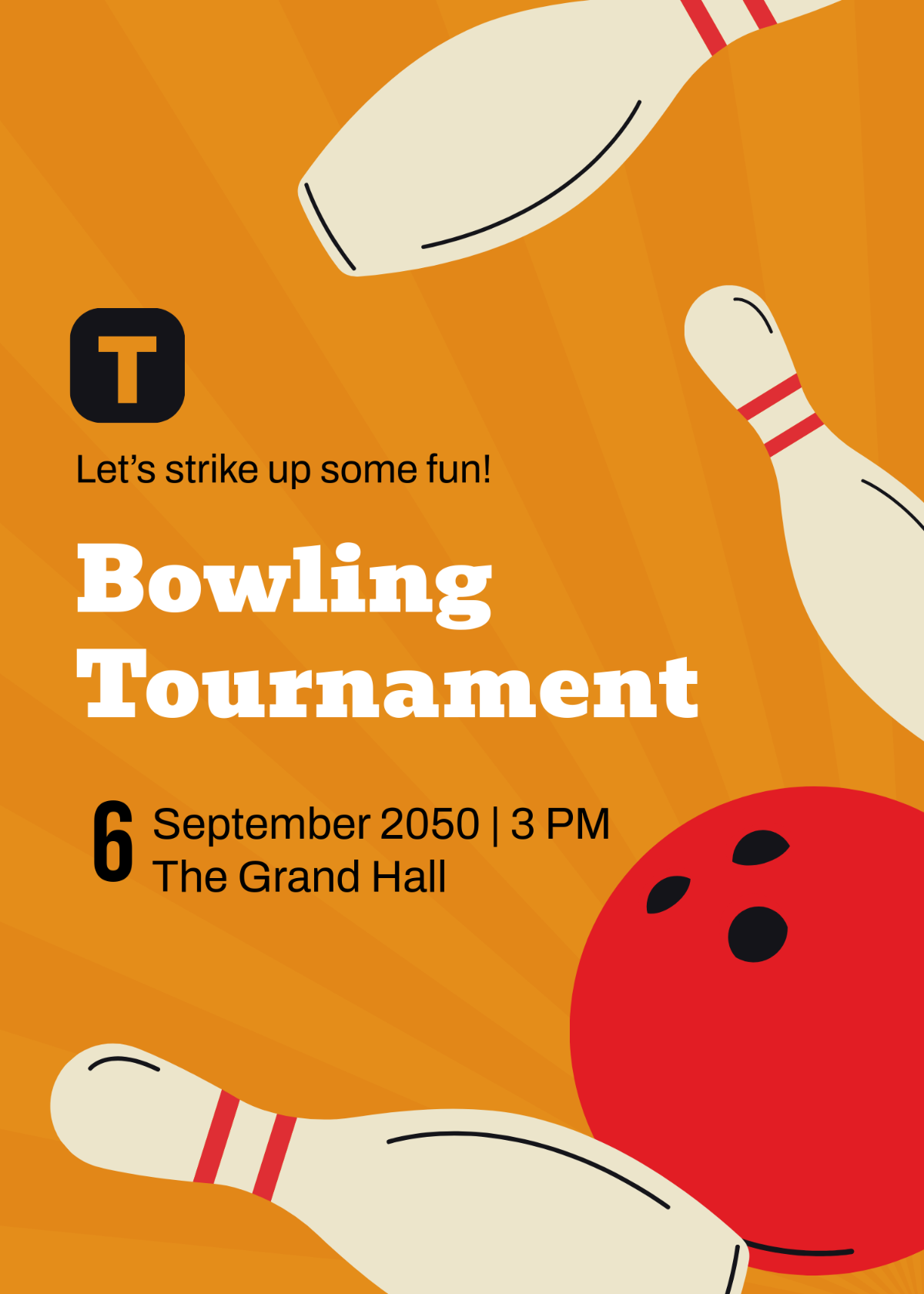 Free Bowling Tournament Invitation Template To Edit Online