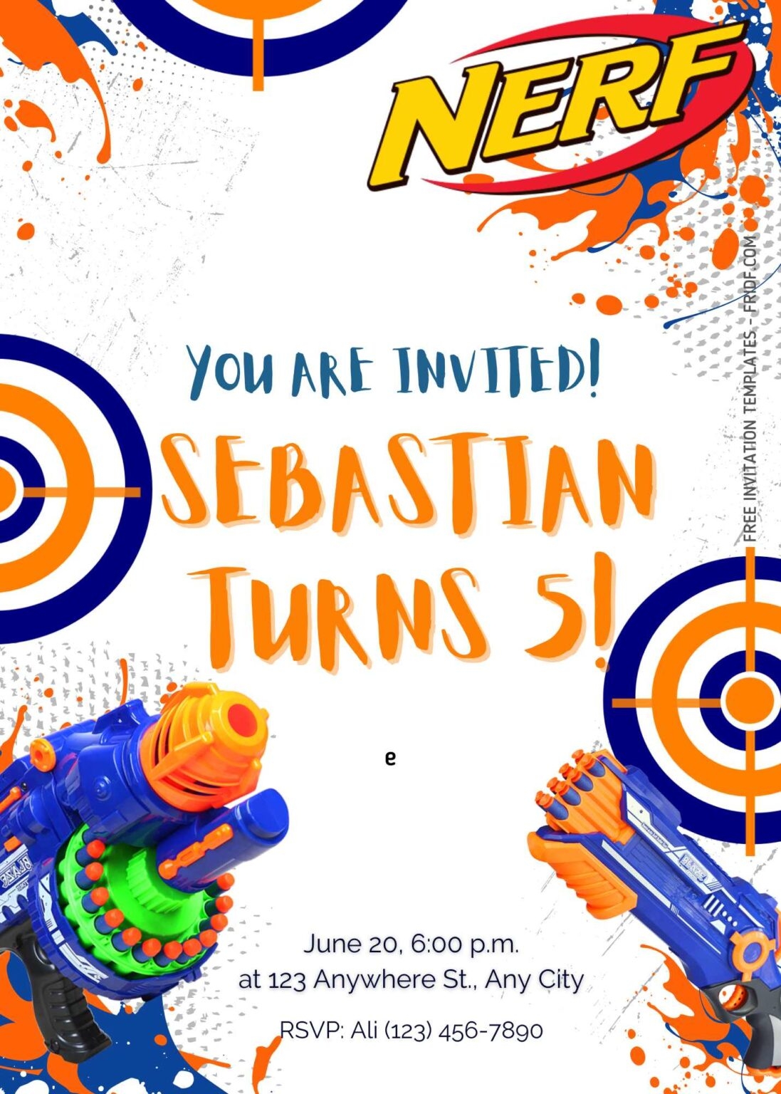nerf gun birthday invitation templates